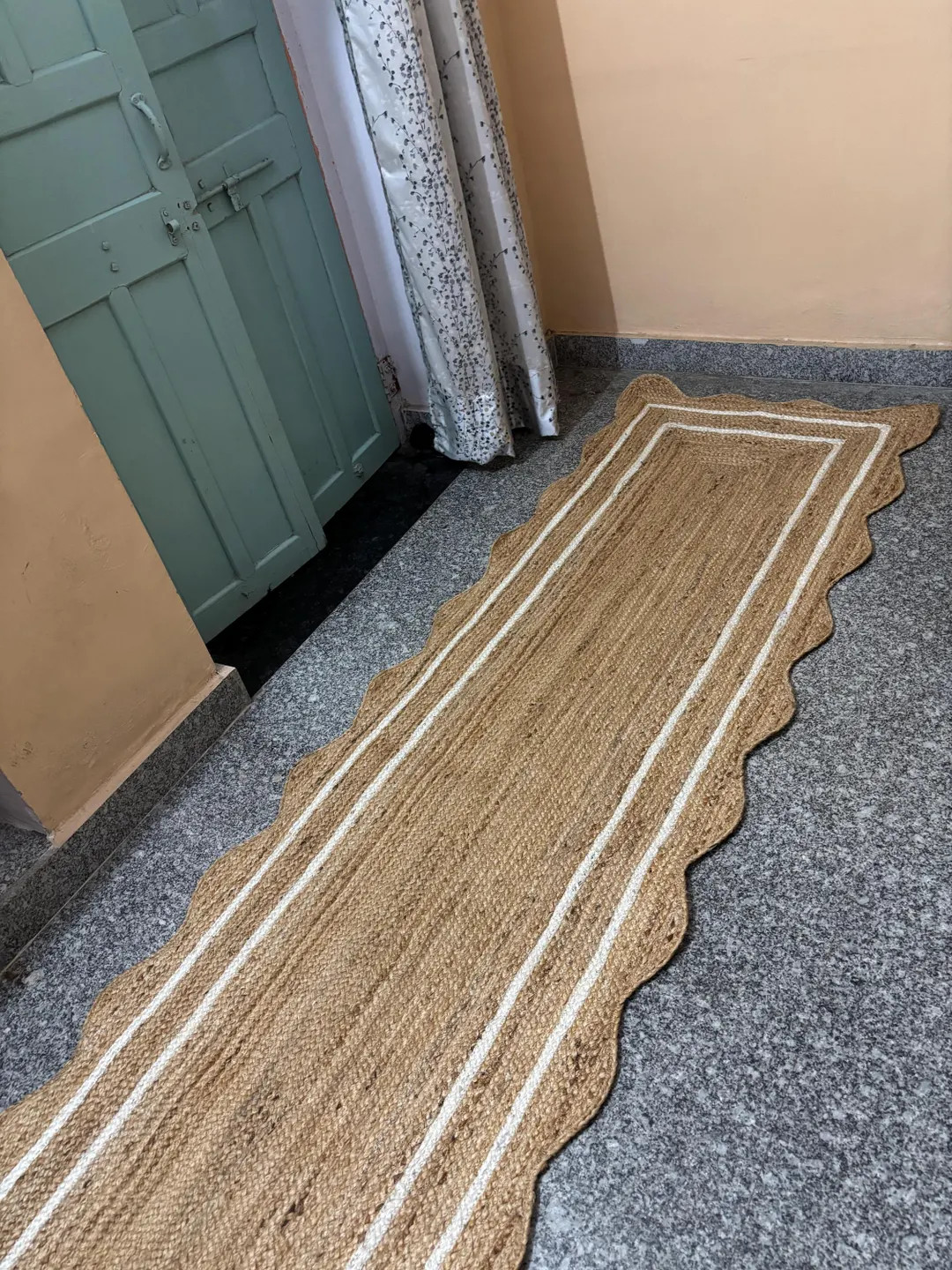 Jute Runner Rug - Scalloped Runner Rug, Bohemian Scallop Rug, Natural Jute Rug, Scalloped Jute Ru... | Etsy (US)
