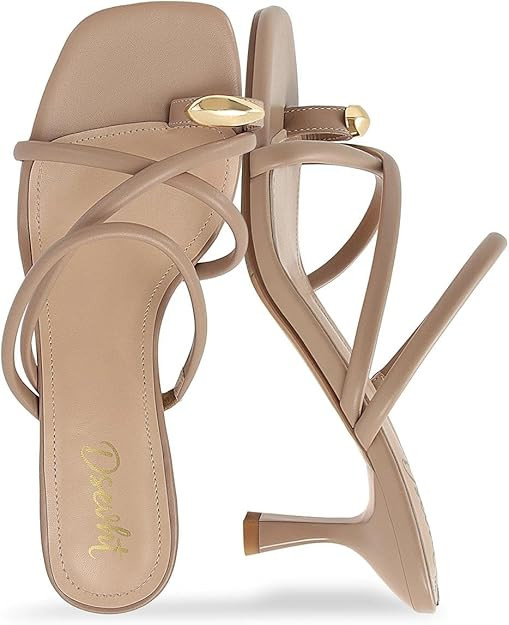 Dsevht Strappy Kitten Heel Sandals Toe Ring Flip Flop Stiletto Low Short Thong Heels Slip On Squa... | Amazon (US)