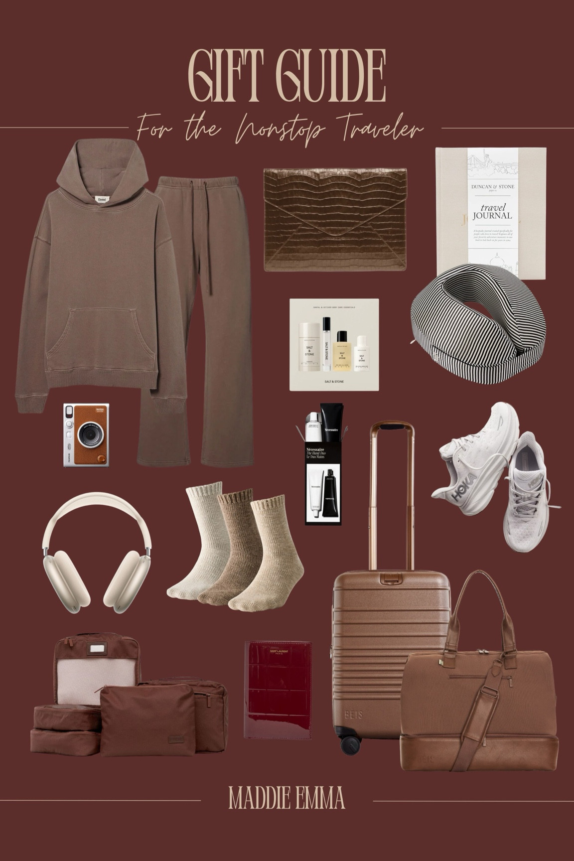 Gift Guide for the nonstop traveler in your life! 

travel accessories, lounge set, luggage, packing cubes, sneaker, camera, travel journal, electronics

#LTKGiftGuide