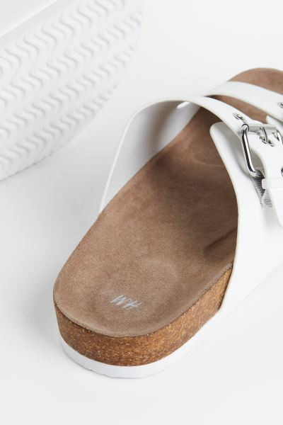 Two-strap Slides - White - Ladies | H&M US | H&M (US + CA)