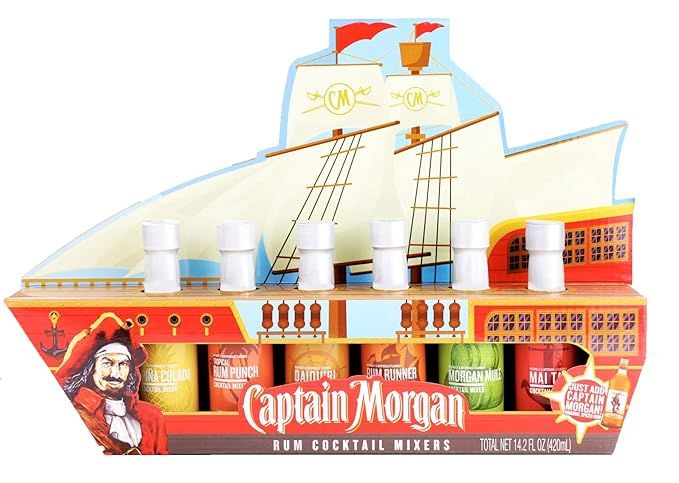 Thoughtfully Gifts, Captain Morgan Ship Cocktail Mixers, Includes Morgan Mule, Pina Colada, Rum R... | Amazon (US)