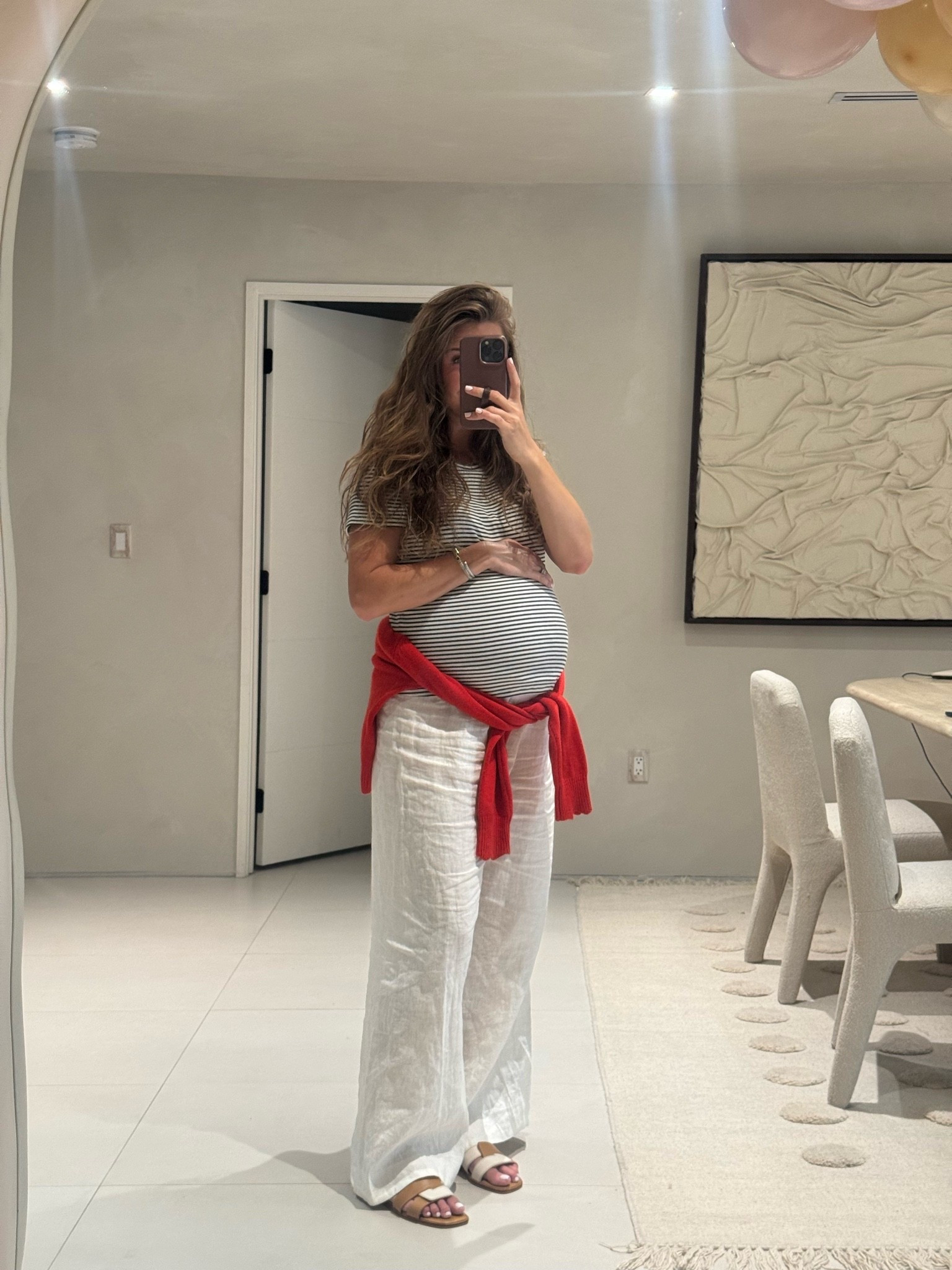 Striped shirt went with a medium for the bump and the linen pants are underneath my belly and were my prepregnancy size small.

#LTKootd #LTKBump #LTKBaby