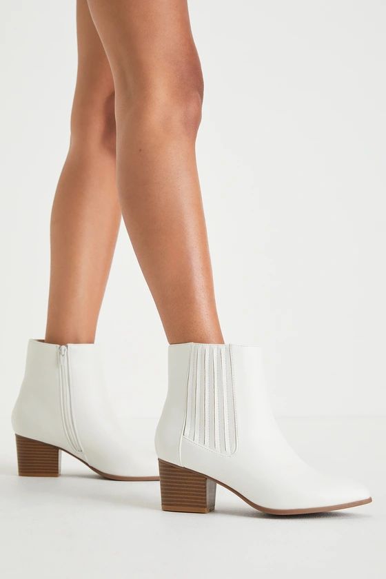 Leia White Pointed-Toe Ankle Booties | Lulus
