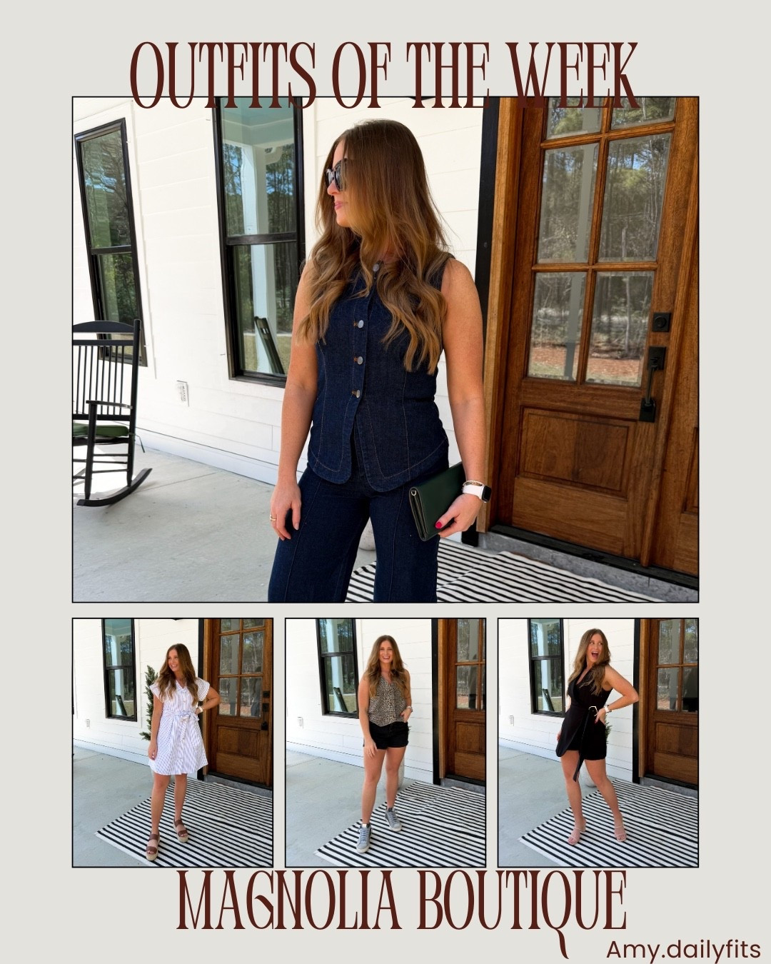 4 outfits from Magnolia Boutique that are about to be on repeat this spring 🤍🌸

From an easy striped day dress to the chic denim set and the cutest little black romper… these pieces are giving effortless but put-together. The leopard vest + black denim shorts combo might be my favorite for a casual but fun look.

Use my code AMYMARCH20 to save on your order! ✨

Which outfit is your favorite? 1, 2, 3, or 4? 🖤 #springoutfits #springstyle #magnoliaboutique #boutiqueoutfits #casualspringstyle #denimoutfit #springdressstyle #outfitinspo #everydayfashion #momstyle #easystyle #springfashionfinds #boutiquefashion #amazonstyleinspo #styleinspo #springwardrobe #outfitideas #reeloutfitinspo #dailyoutfits

#LTKootd #LTKSpringSale #LTKPetite

#LTKootd #LTKmomlife #LTKPetite