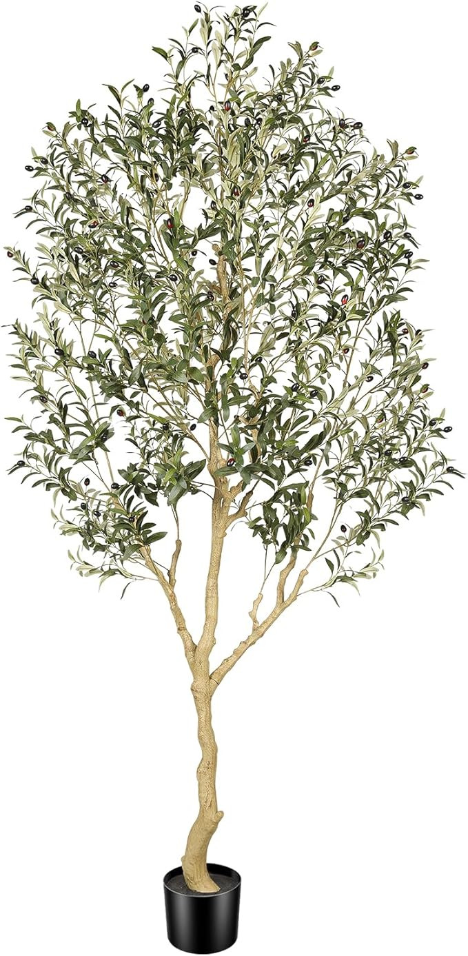 Realead 8ft Faux Olive Tree - Tall Olive Trees Artificial Indoor with Large Olive Branches and Re... | Amazon (US)