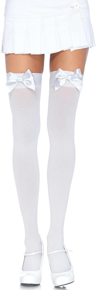 Leg Avenue Women's Satin Bow Accent Thigh Highs | Amazon (US)