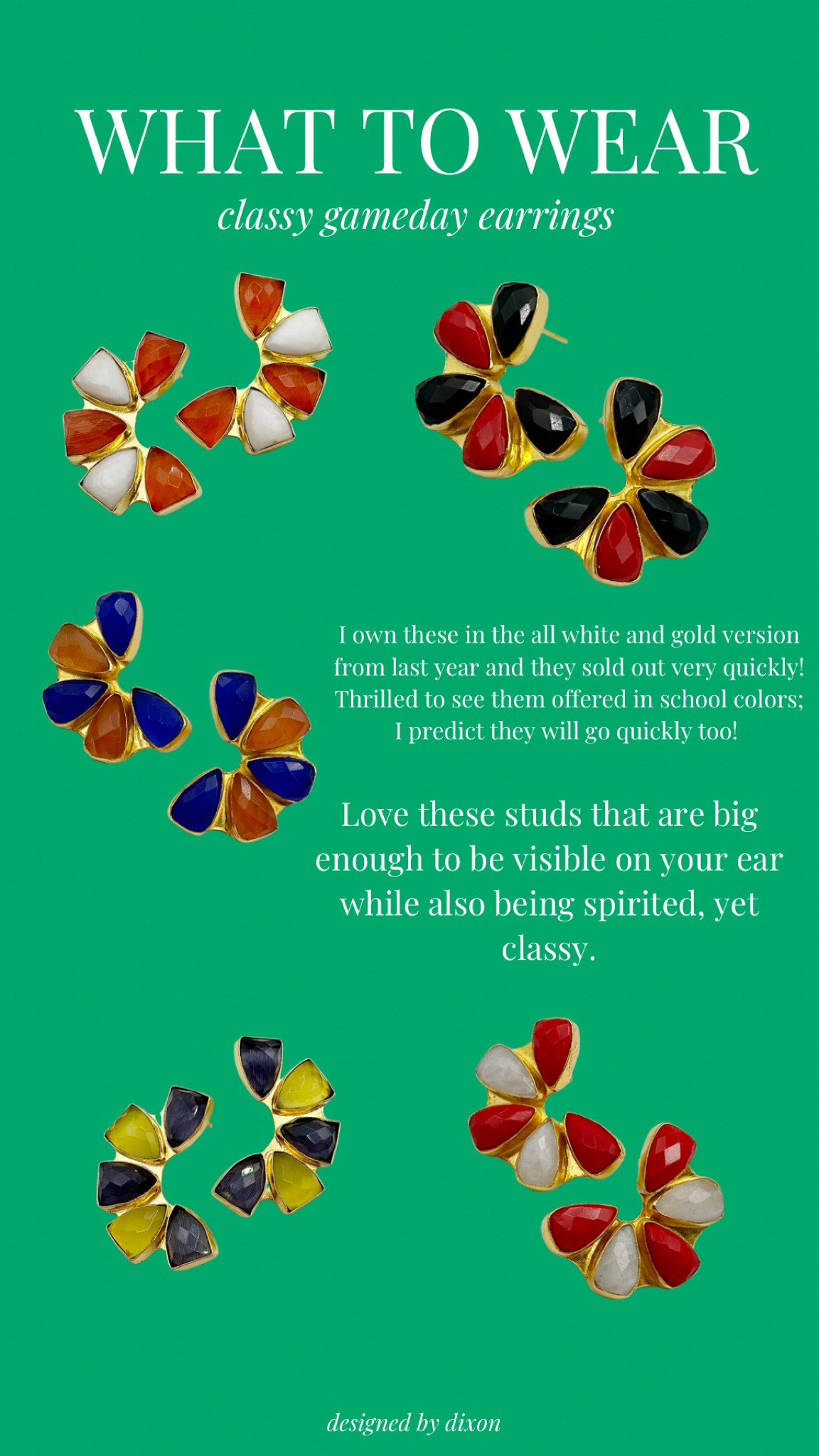 The prettiest earrings for gameday! @marykkendig. 