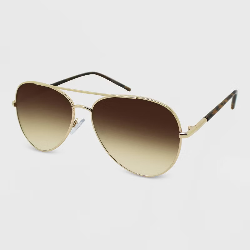 Women's Metal Aviator Sunglasses - Wild Fable™ Gold | Target