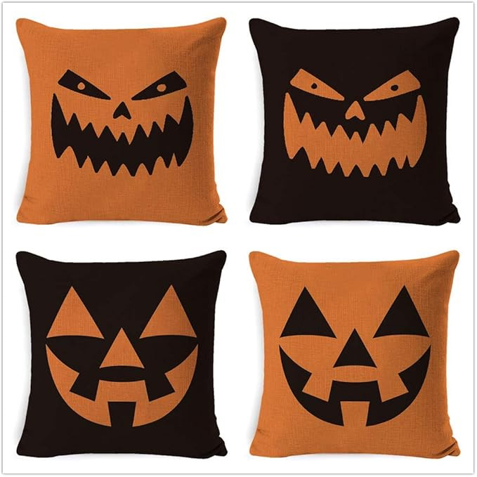 Victoryhome Halloween Pillow Covers, Pumpkin Pillow Covers, Halloween Pumpkin Smiley Face Home De... | Amazon (US)