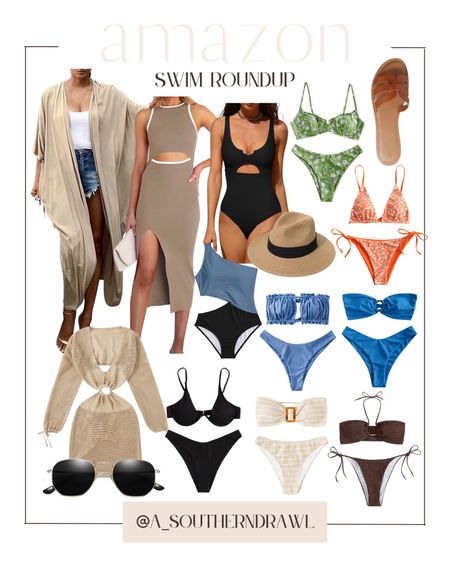 Amazon swim - Amazon - swimsuit - bikini - floral bikini - wire bikini - sunglasses - sundress - swim coverup - panama hat - vacation outfit - neutral bikini

#LTKstyletip #LTKswim #LTKunder50
