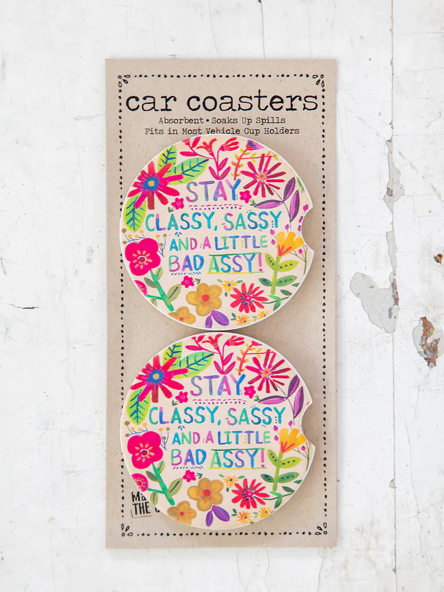 Car Coasters, Set of 2 - Classy Sassy | Natural Life