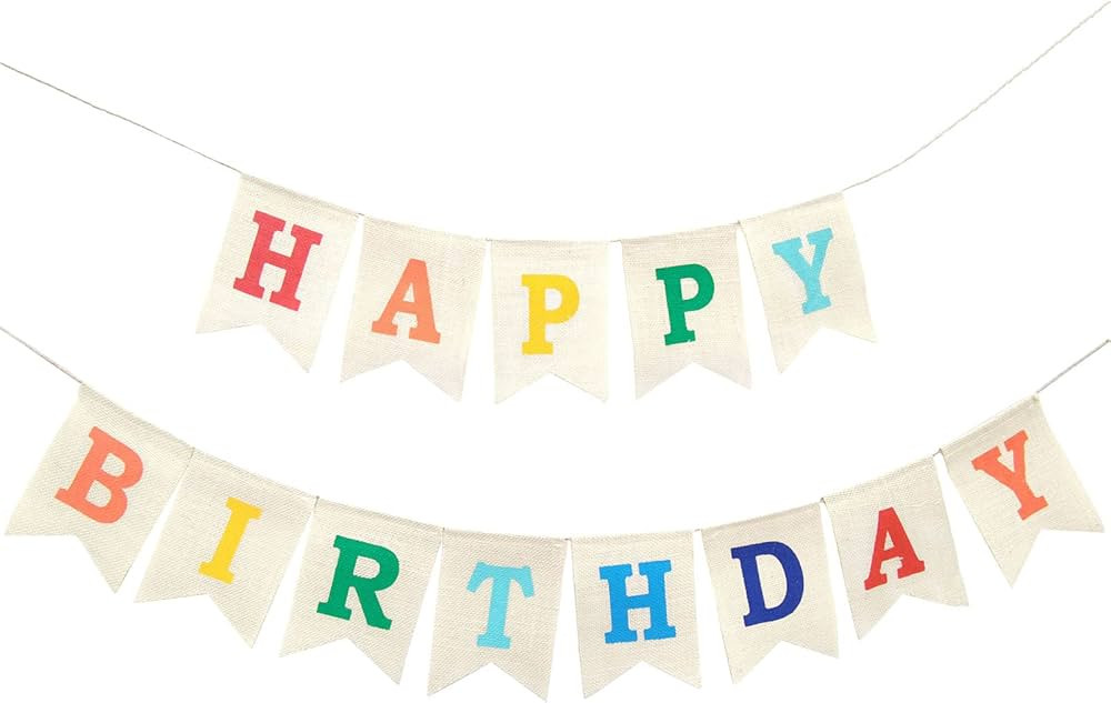 Colorful Happy Birthday Burlap Banner, Assembled Durable Happy Birthday Sign Birthday Party Decor... | Amazon (US)