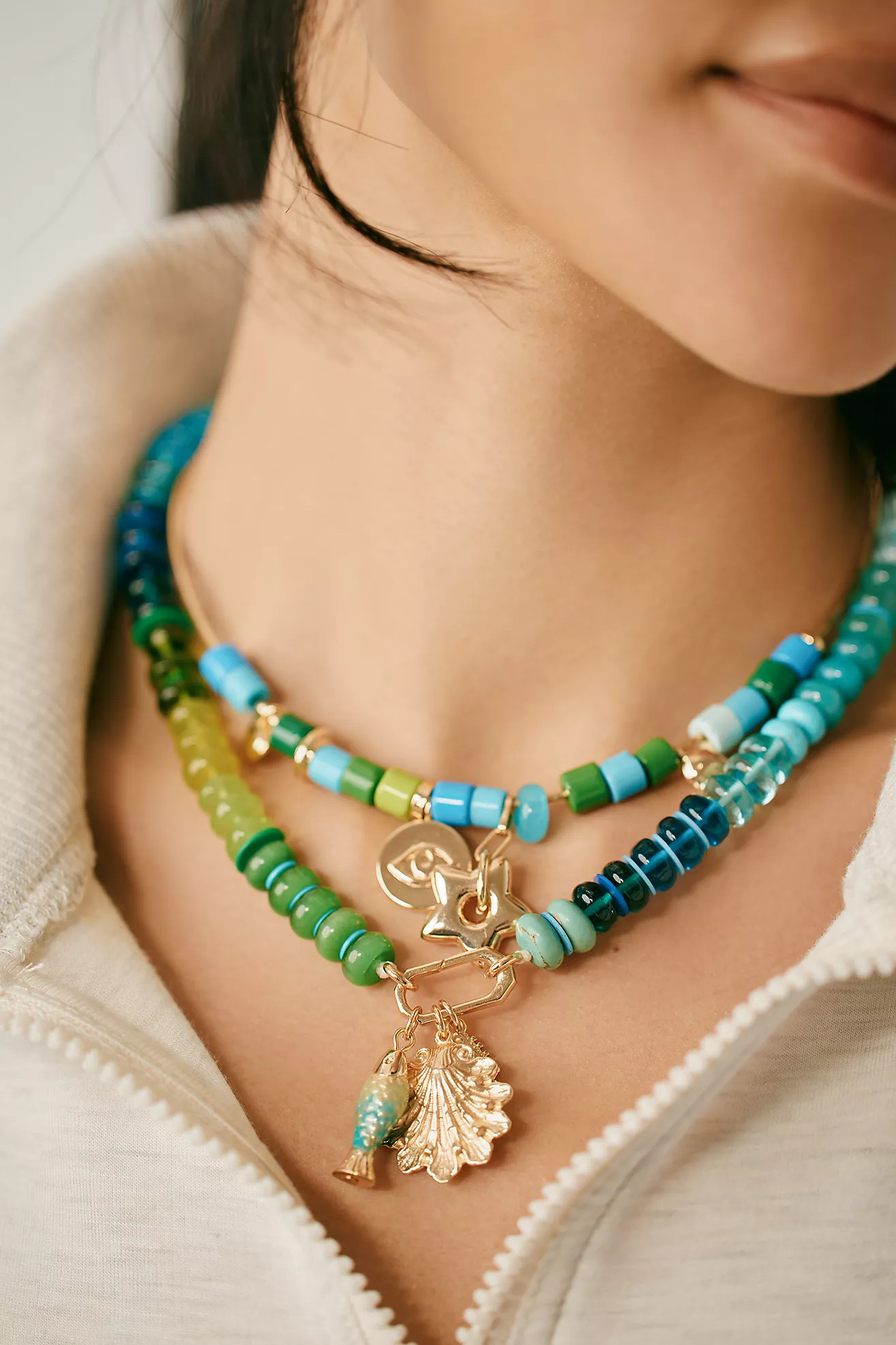 Beaded Charm Cluster Necklace | Anthropologie (US)