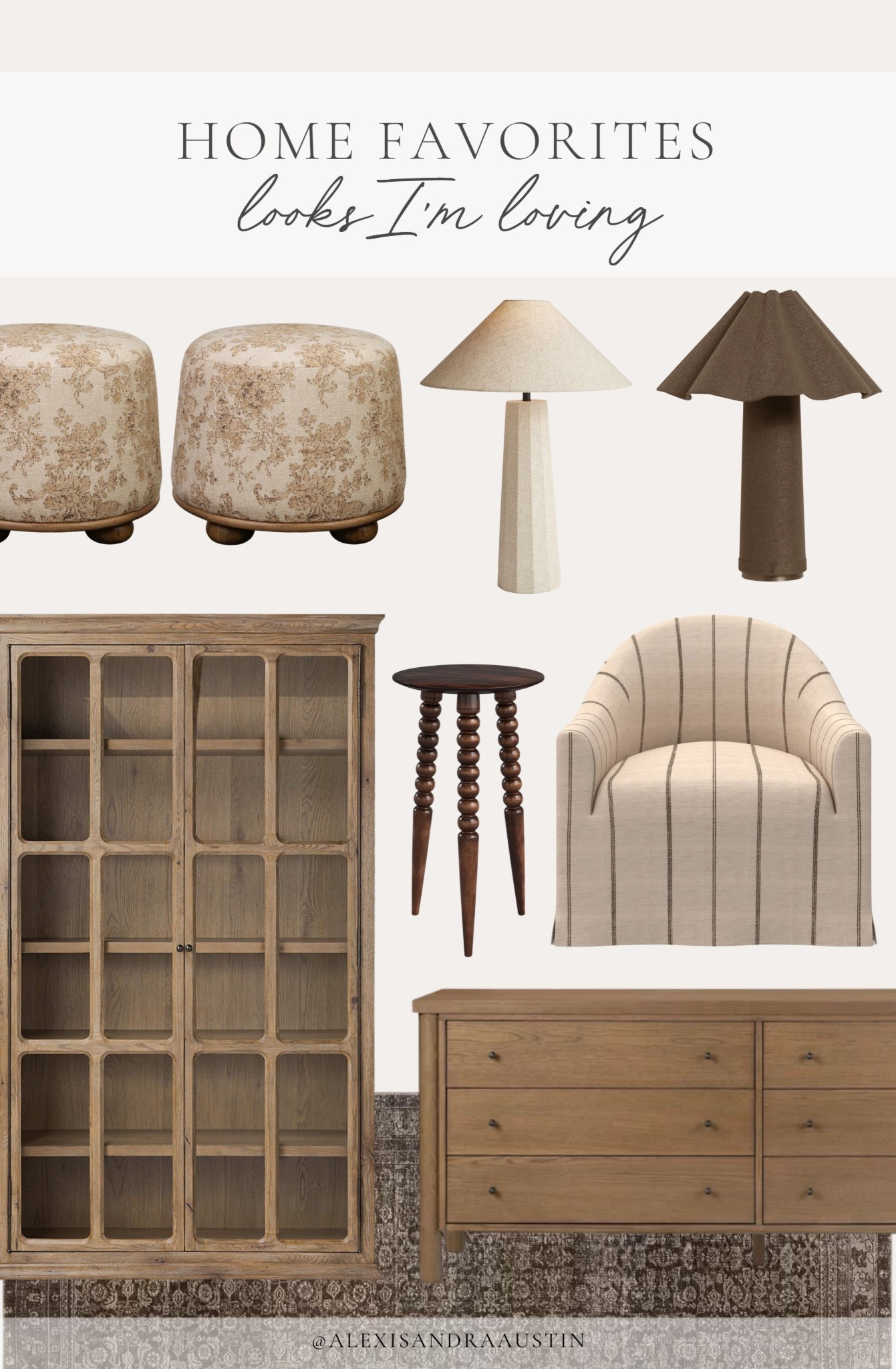 Favorite home finds I’m currently loving! From neutral wood tones to vintage style area rugs, find a roundup of all the things that caught my eye.

Home finds, neutral home inspo, furniture favorites, neutral wood tones, wooden cabinet, arch cabinet, table, lamp, accent chair, ottoman, favorites, accent table, vintage style area, rug, dresser, details, Wayfair, the inside, Lulu and Georgia, shop the look!

#LTKHome #LTKHoliday #LTKSeasonal