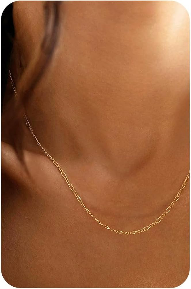 Krfy 14K Gold Plated Chain Necklace for Women Trendy - 925 Sterling Silver Clasp Dainty Choker Ne... | Amazon (US)