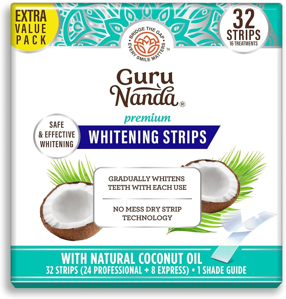 GuruNanda Teeth Whitening Strips - 16-Day Treatment with Non-Slip, Dry Strip Technology - Whiteni... | Amazon (US)