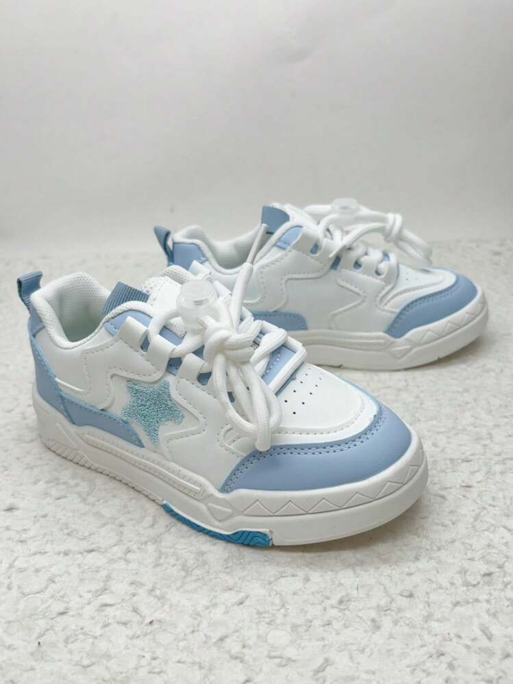 Blue Elastic Band & Star Decor Kids' Casual Sports Shoes For Girls | SHEIN