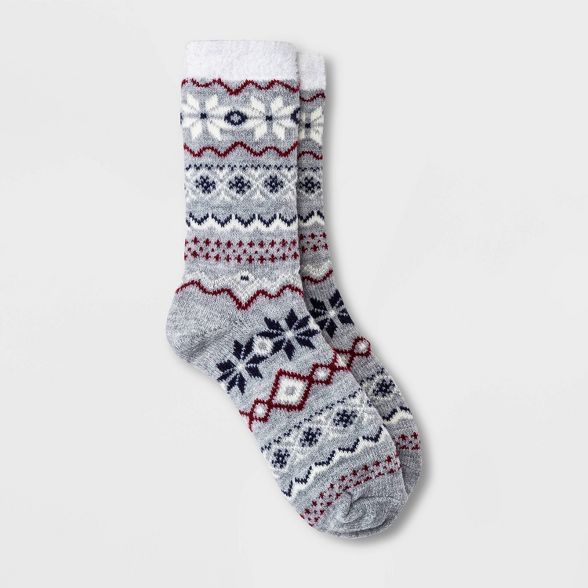 Women's Snowflake Fair Isle Double Lined Cozy Crew Socks - A New Day™ 4-10 | Target