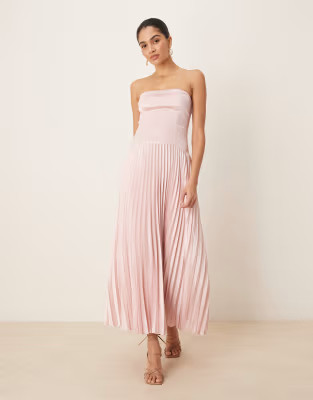 Abercrombie & Fitch strapless flowy maxi dress in pink | ASOS (Global)