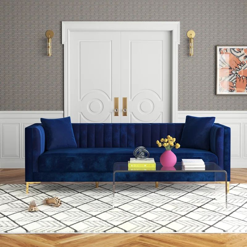 Gabrielle 90.5'' Velvet Tuxedo Arm Sofa | Wayfair North America