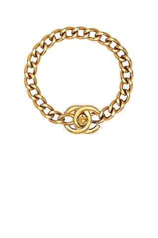 Chanel 1997 CC Turnlock Bracelet in Metallic Gold | FWRD 