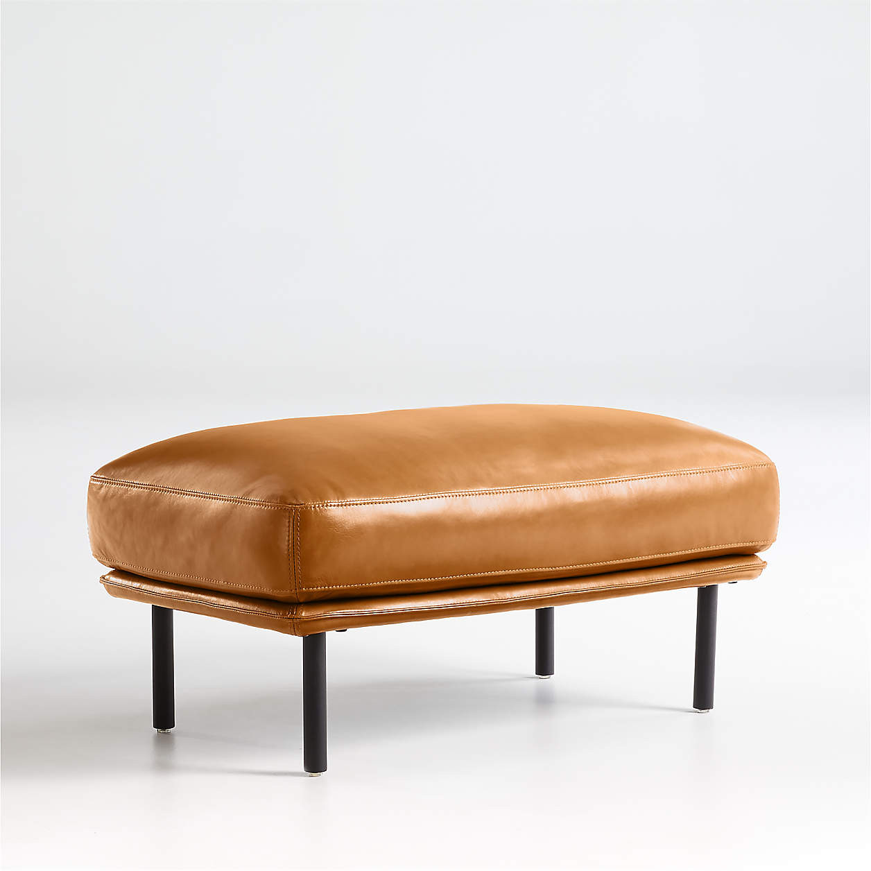 Wells Leather Ottoman | Crate & Barrel | Crate & Barrel