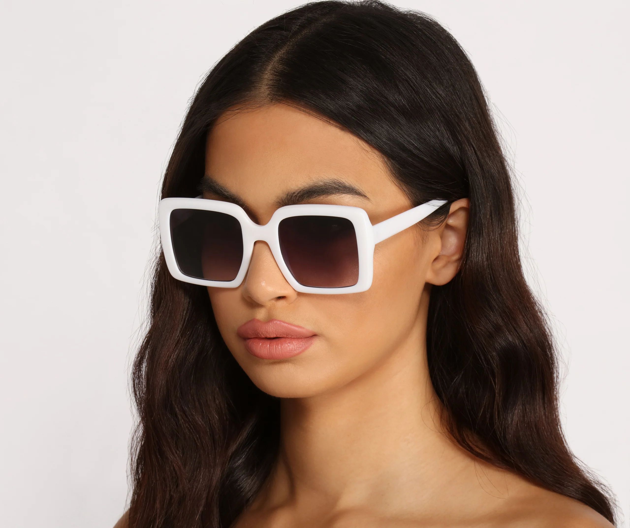 Don't Bother Me White Square Sunglasses | Windsor Stores