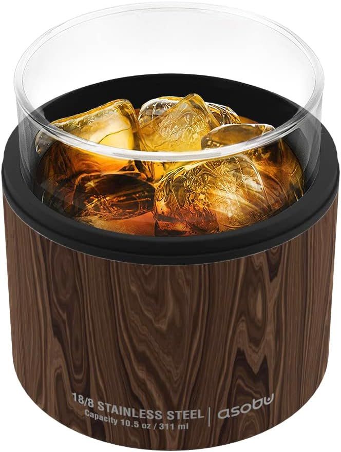 Asobu Whiskey Glass with Insulated Stainless Steel Sleeve, 10.5 ounces (Wood) | Amazon (US)