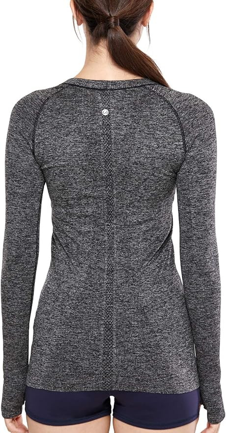 CRZ YOGA Women's Seamless Athletic Long Sleeves Sports Running Shirt Breathable Gym Workout Top | Amazon (US)