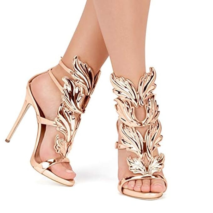 Olivia and Jaymes Fashionable Winged Open Toe High Heel Ankle Strap Wing Sandals for Women | Amazon (US)