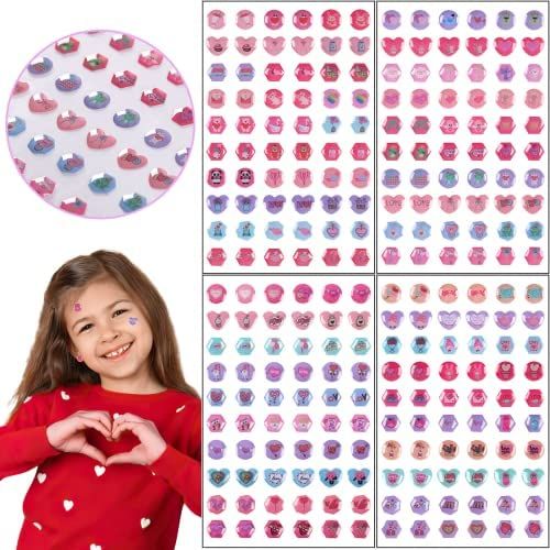 Valentine Stick on Earrings, 240pcs AUGSUN Stick on Earrings for Little Girls Valentines Stickers... | Amazon (US)