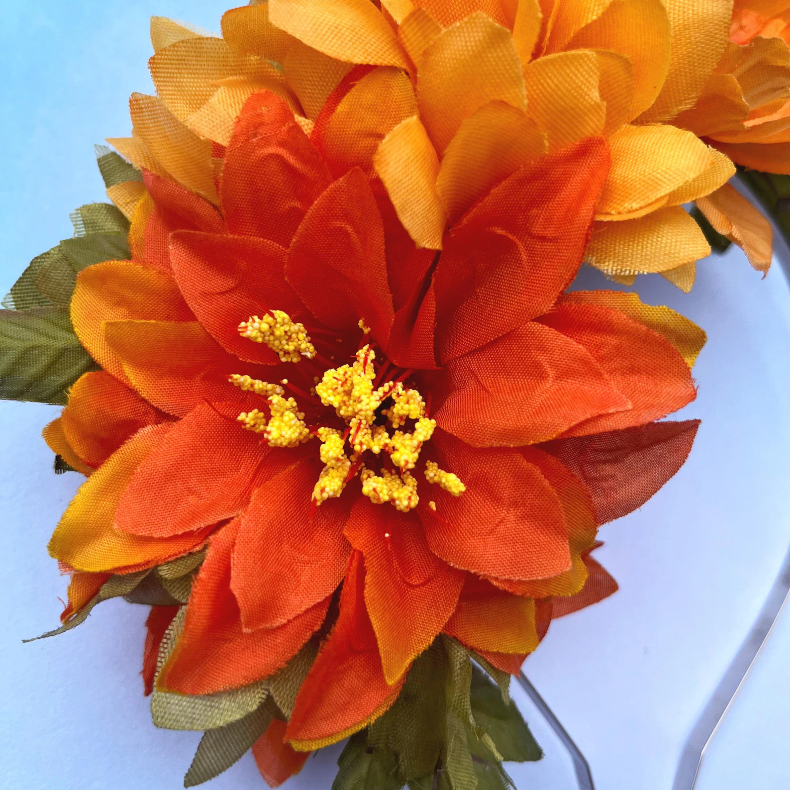 Bright Orange and Yellow Fascinator, Dopamine Dressing Headband, Wedding Guest Hair Accessories -... | Etsy (US)