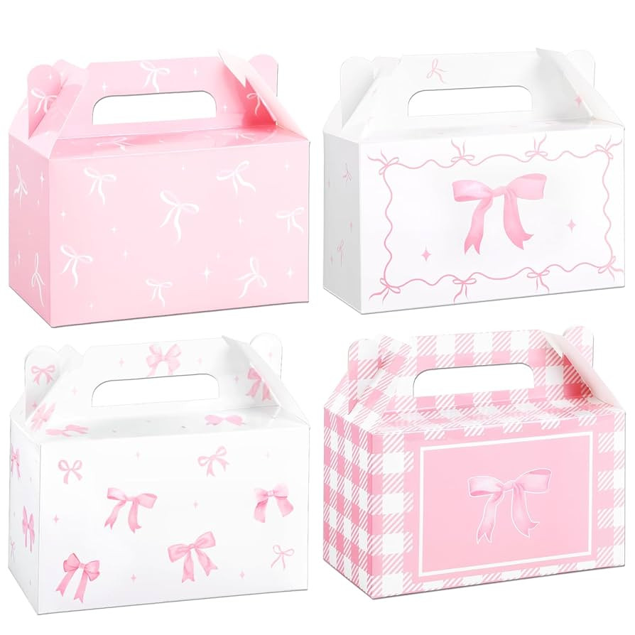 Justforjoyful 12 Pcs Pink Bow Treat Boxes for Birthday, Bachelorette, Engagement & Baby Shower Pa... | Amazon (US)