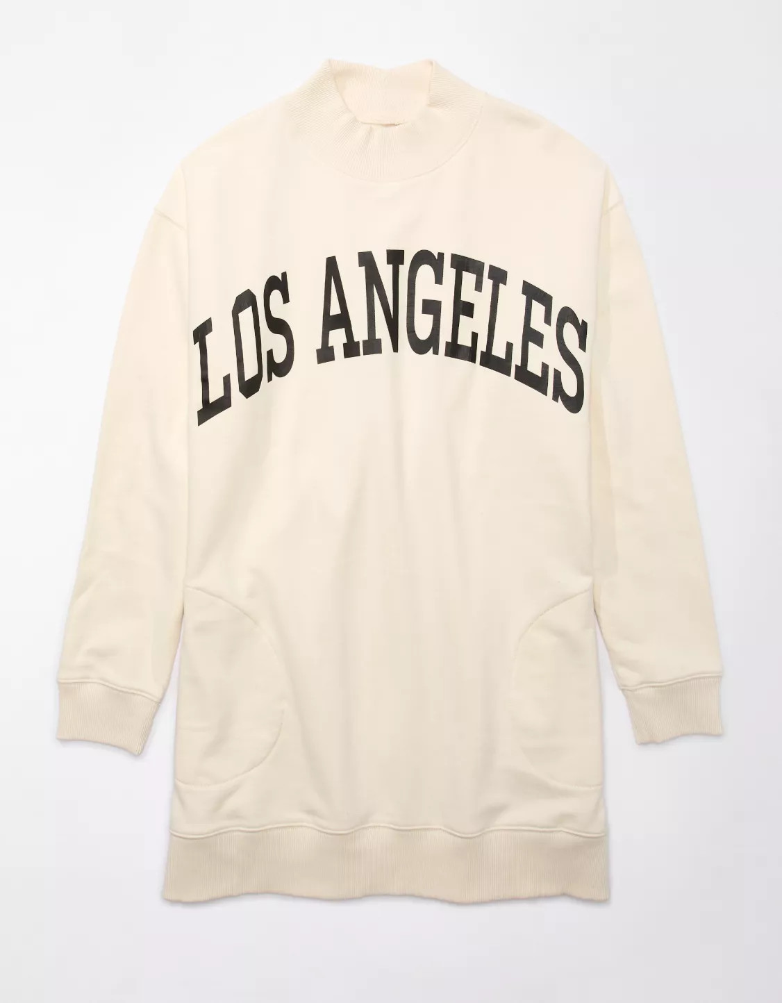 AE Oversized Fleece Mock Neck City Graphic Mini Dress | American Eagle Outfitters (US & CA)