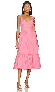 Tularosa Poppy Midi Dress in Watermelon Pink from Revolve.com | Revolve Clothing (Global)
