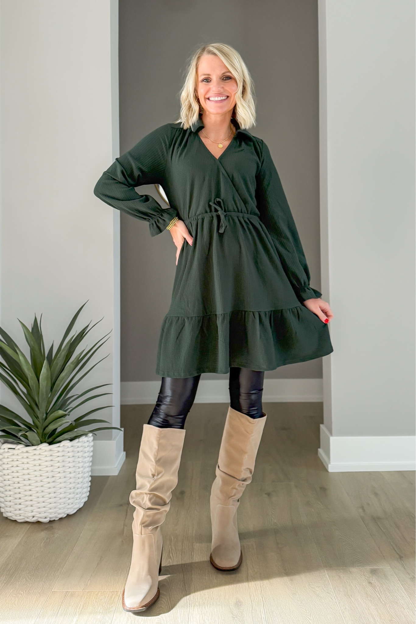 Holiday dress from @maurices! Dress- xsmall || leggings- xsmall || boots are old, but I linked similar options! 

#LTKHoliday #LTKStyleTip #LTKSaleAlert