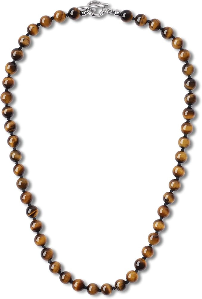 GAVU Hand-Knotted Stone Beaded Necklace for Men, Turquoise/Tiger Eye/Howlite/Amazonite/Obsidian/Onyx Crystal Necklace | Amazon (UK)