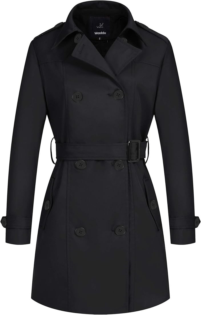 Wantdo Women's Waterproof Trench Coat Classic Lapel Outerwear Coat with Belt | Amazon (CA)