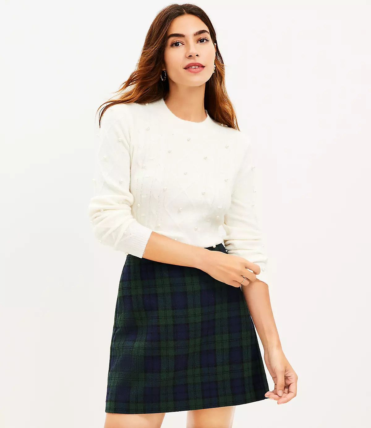 Pearlized Cable Sweater | Loft | LOFT