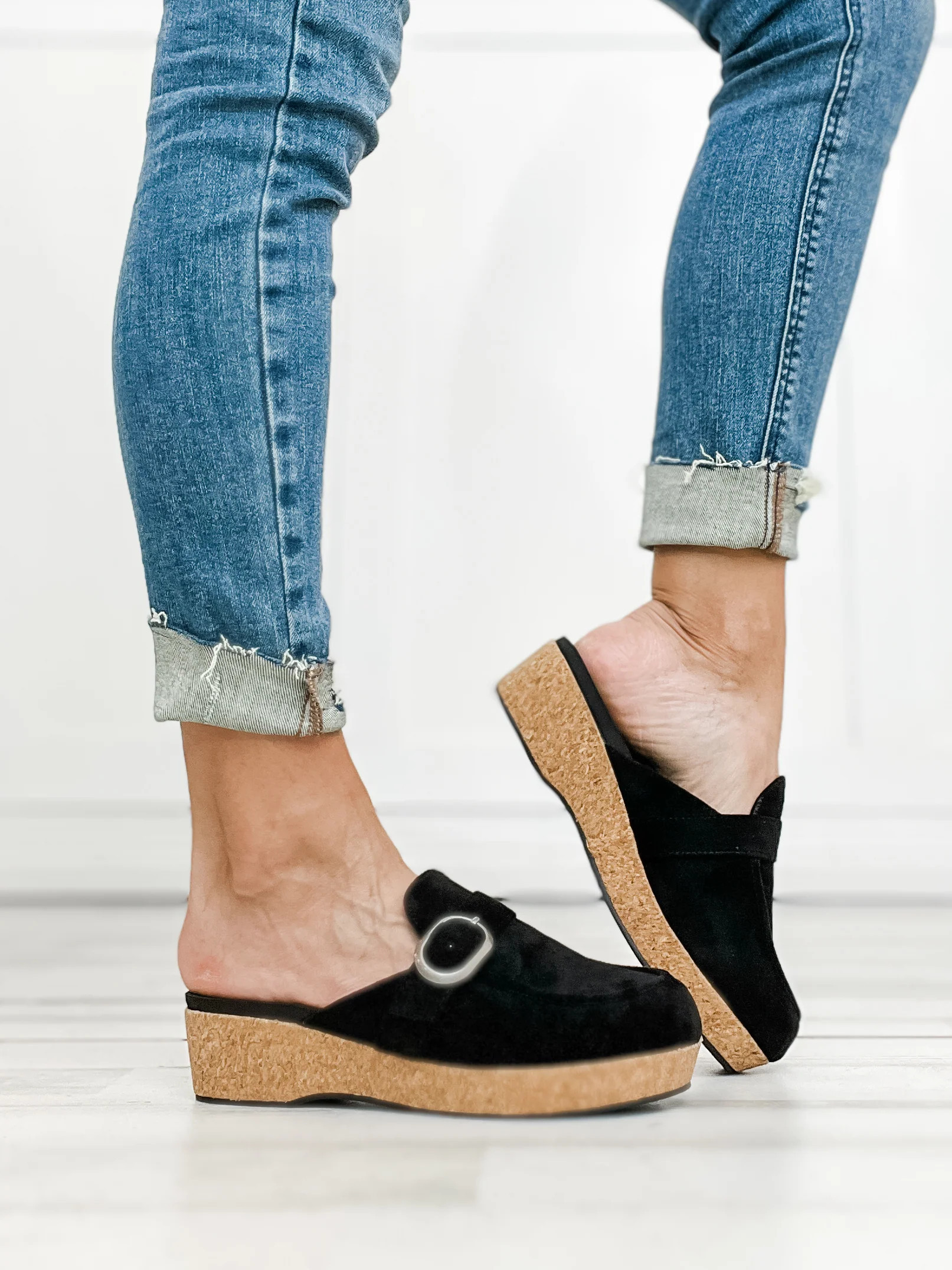 Corkys All Get Out Slides in Black Faux Suede | Emma Lou's Boutique