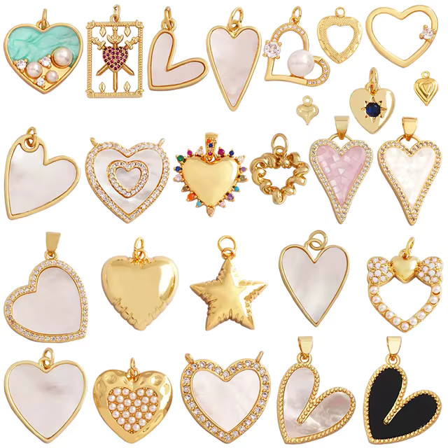 Classics Love Heart Star Zircon Focal Charm Pendant,Creative Shell Pearl 18K Gold Plated Jewelry ... | AliExpress (US)