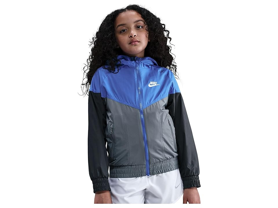Nike Kids Sportswear Windrunner Hooded Repel Jacket (Big Kid) Kid's Sweater Comet Blue/Smoke Grey/Anthracite : SM (8 Big Kid), Polyester | Zappos