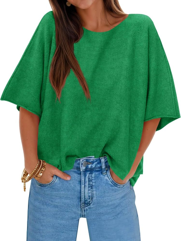 Cicy Bell Womens Half Sleeve Sweaters Oversized Boat Neck Knitted Pullover Sweater Trendy Casual ... | Amazon (US)