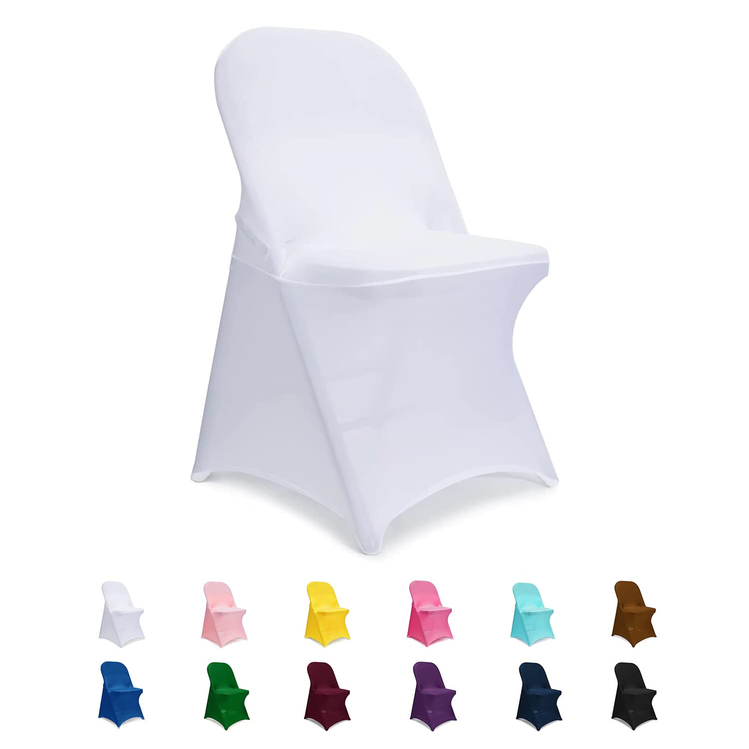 ManMengJi White Folding Chair Covers, Spandex Folding Chair Covers 20 PCS, Banquet Chair Slipcovers for Party, Wedding, Holidays, Celebration | Amazon (US)