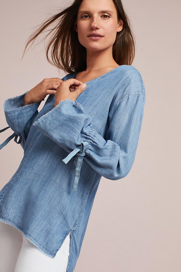 Rails Chambray Bell-Sleeve Blouse | Anthropologie (US)