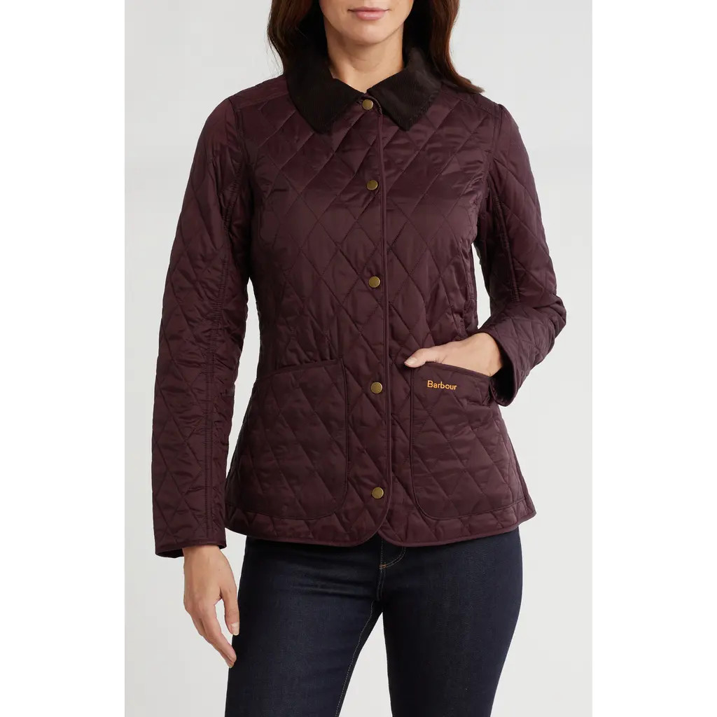 Barbour Annadale Diamond Quilted Jacket in Black Cherry at Nordstrom, Size 16 Us | Nordstrom
