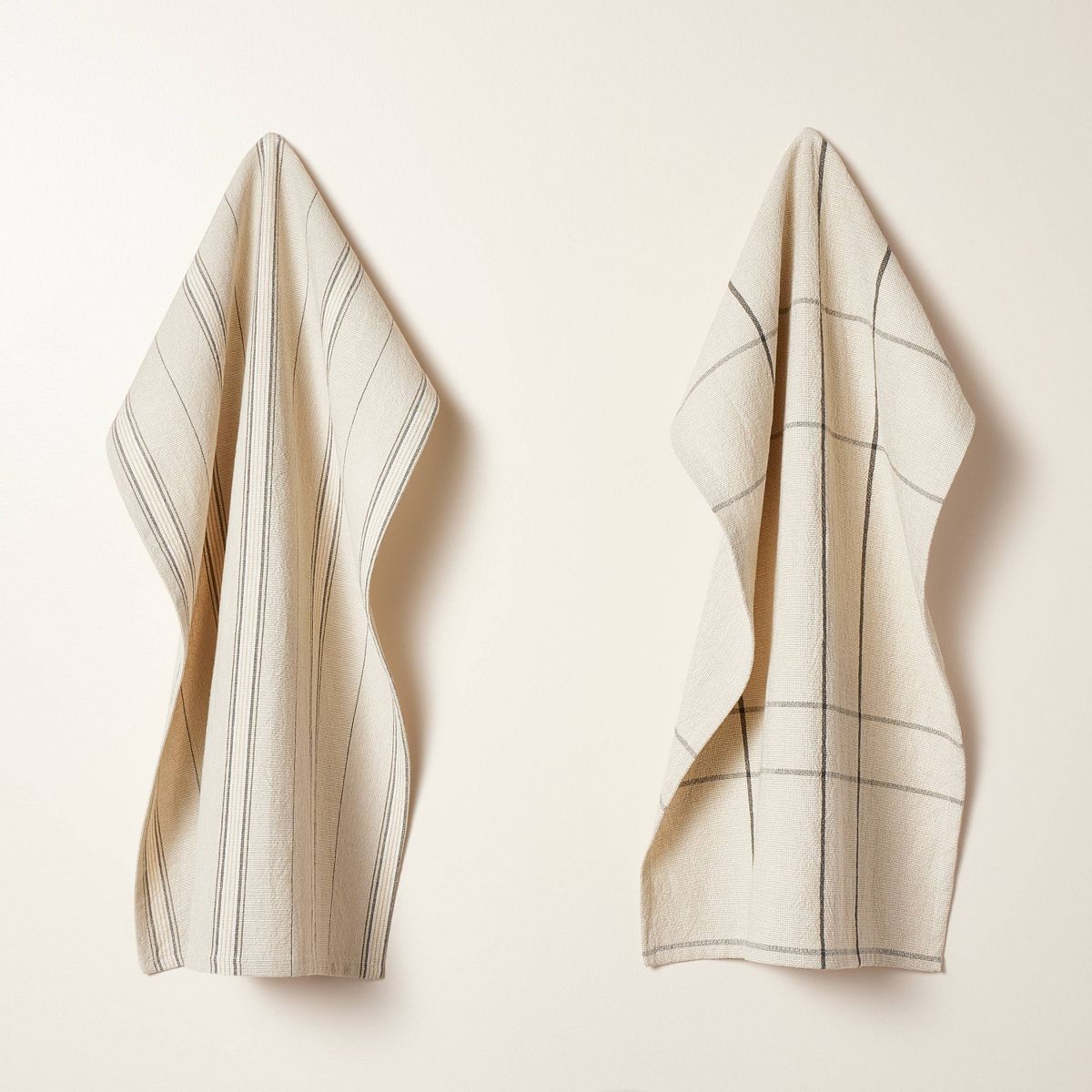 2ct Stripe & Plaid Kitchen Towel Set Neutral Khaki - Hearth & Hand™ with Magnolia | Target