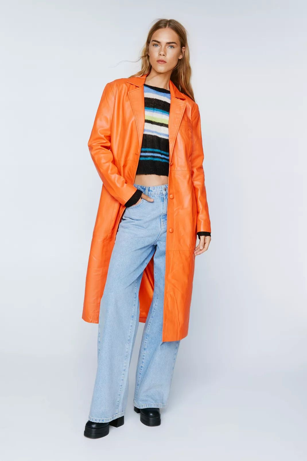 Real Leather Oversized Duster Coat | Nasty Gal (US)