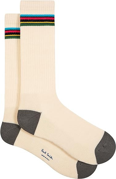 PS Paul Smith Paul Smith Men Sock Sport Stripe, White, One Size | Amazon (US)