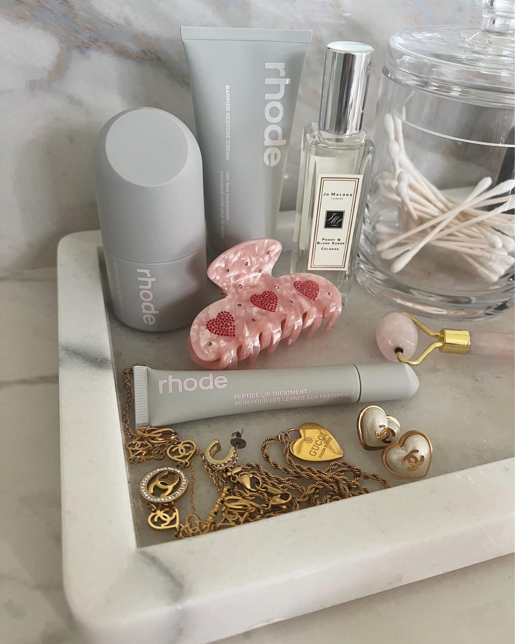 My marble tray in my bathroom is my favorite🤍 skincare, Emi Jay hair clips, Jo Malone fragrances, and more! 

#LTKstyletip #LTKFind #LTKhome